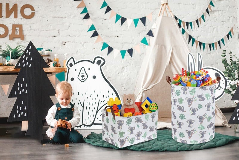 ESSME Rectangular Baby Storage Baskets,Koala Basket with Handles Kids Storage Bin for Boys Room Decor,Cute Bins,Book Basket,Gift Box.(Koala) - Image 2